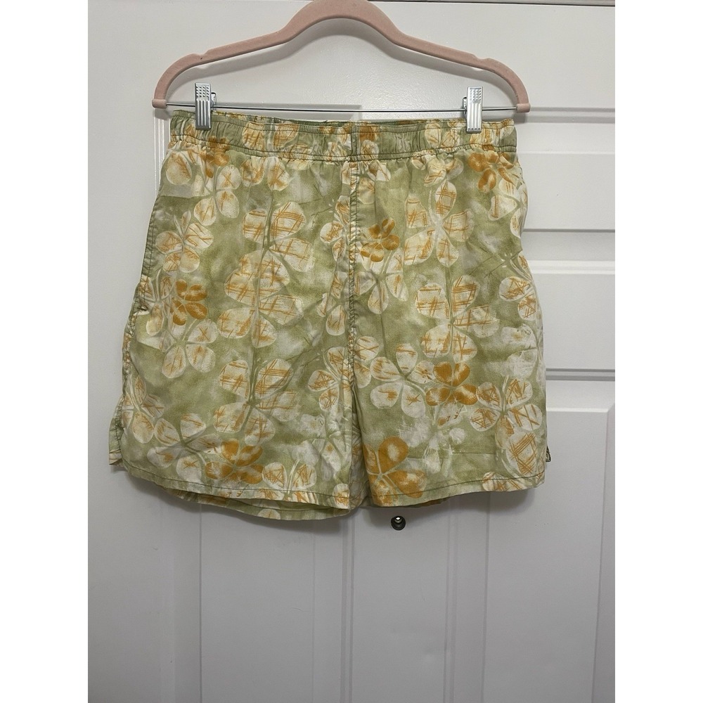 Pacific Scene Floral Print Performance Swim Trunks Men Size L Beach Surf Resort